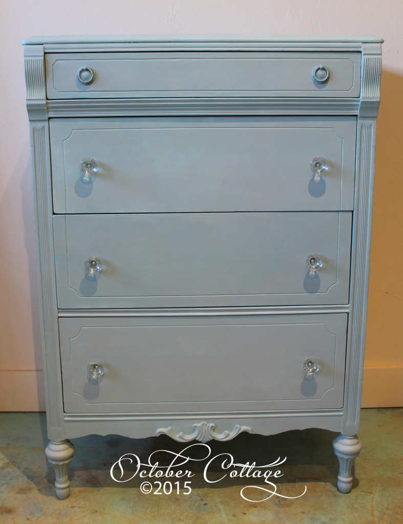 Hand-Painted Dresser with Glass Knobs